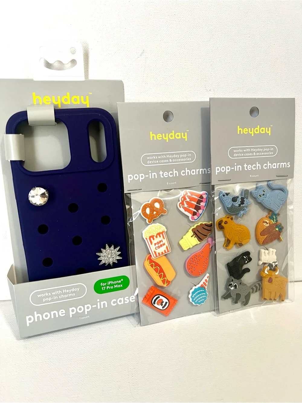 NWT purple Heyday iPhone 17 Pro Max phone case with Two packs of Charms